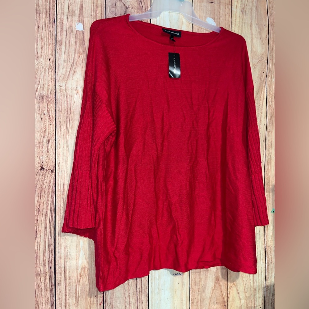 Lane Bryant Red Flowy Sleeves Sweater NWT Plus Size 2XL 18/20